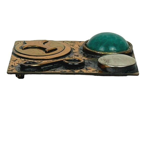 Vintage Mixed-Metals Mod Mid-Century Brooch Signed Sari - Picture 3 of 8